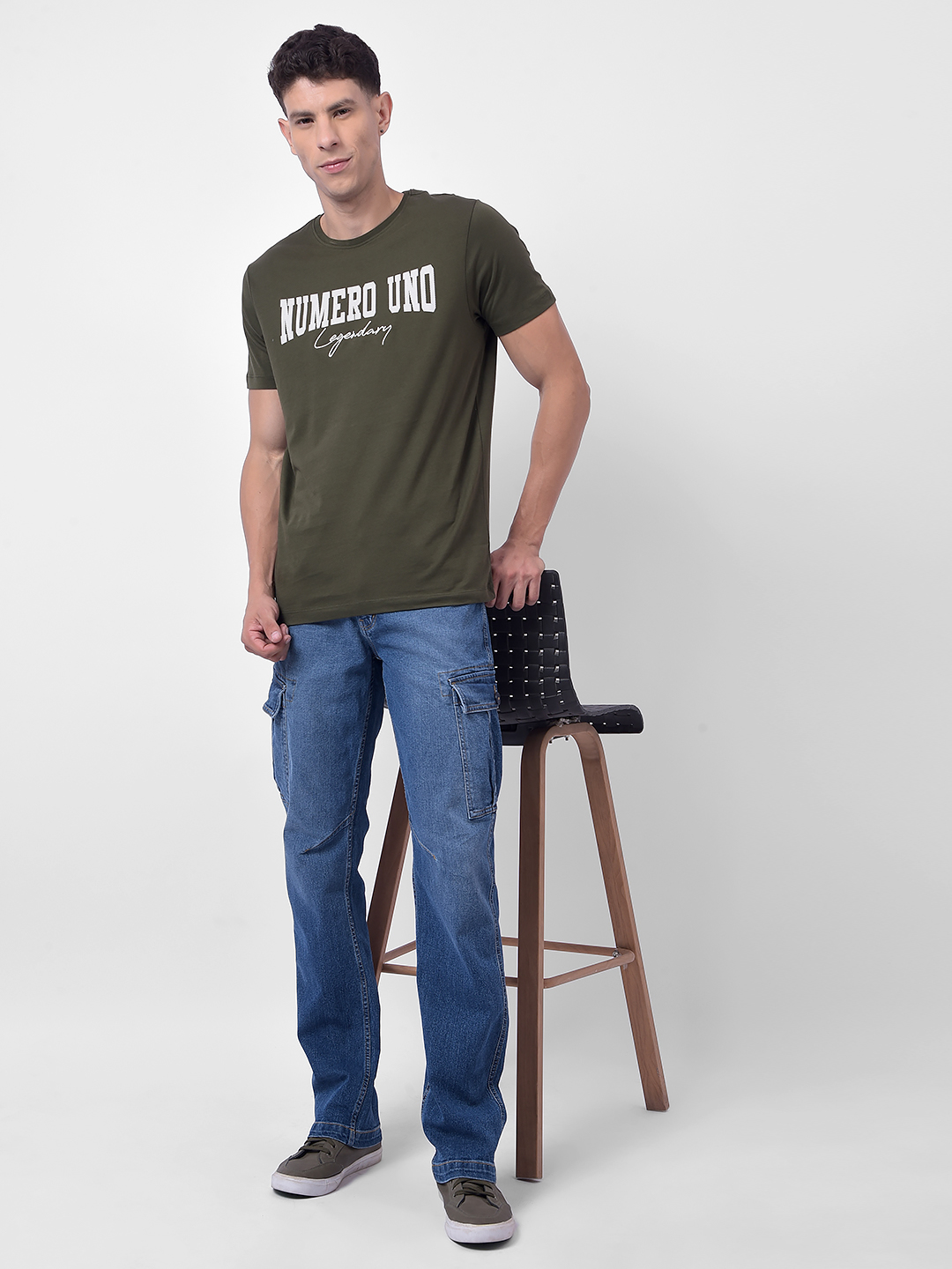 Numero Uno Men Green Round Neck Regular Fit T-Shirt